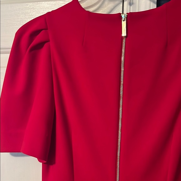 Calvin Klein Red Puff Sleeve Sheath Dress - Picture 4 of 5